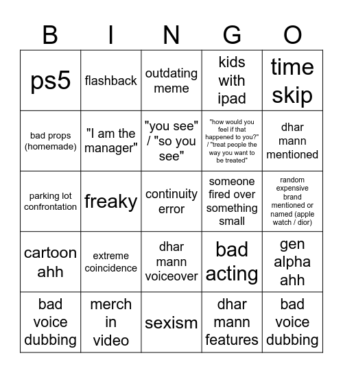 Dhar Mann Bingo v3 Bingo Card