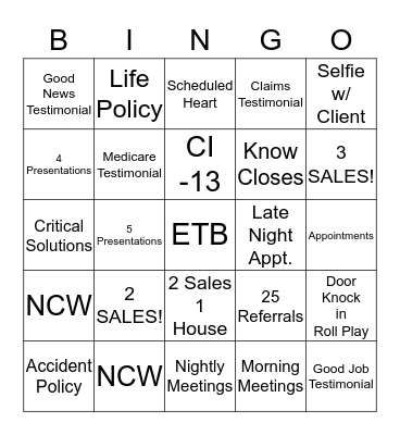 PMA Bingo Card