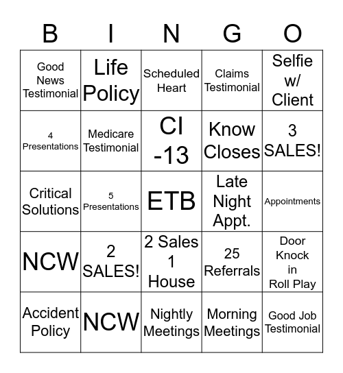 PMA Bingo Card