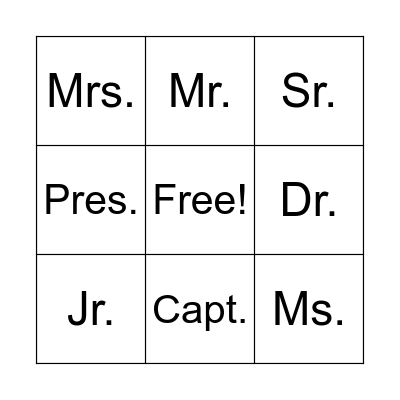 Titles of People Bingo Card