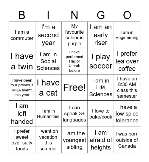 Bingo Card