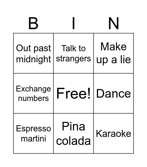 Paceville Bingo Card