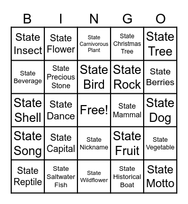 North Carolina Bingo Card