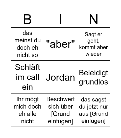 Jordan Bingo Card