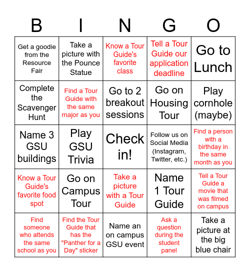 Panther Preview Bingo Card