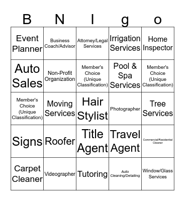 BNI HRBB BNIGO Bingo Card