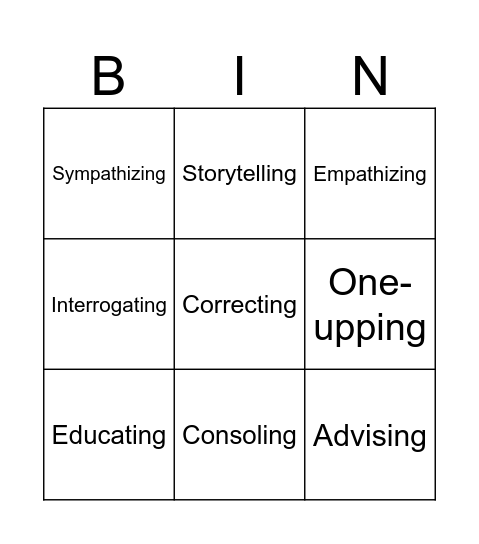 Empathy and Compassion BINGO Card