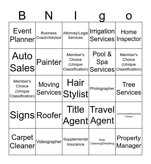 BNI HRBB BNIGO Bingo Card