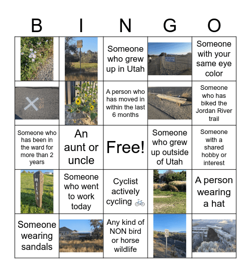 Jordan River Trail Bingo Card