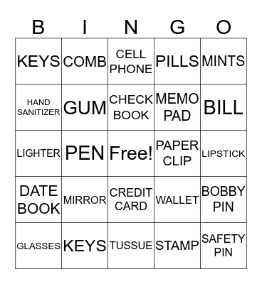 PURSE BINGO Card