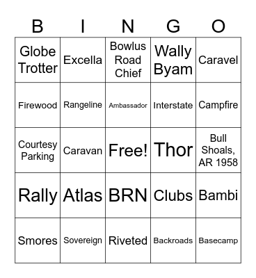 Airstream Bingo Card