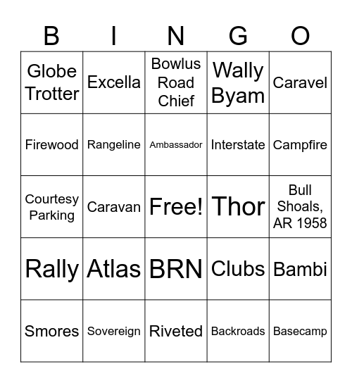 Airstream Bingo Card