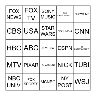 THE BIG SIX Bingo Card