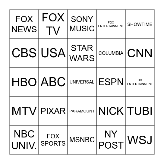 THE BIG SIX Bingo Card