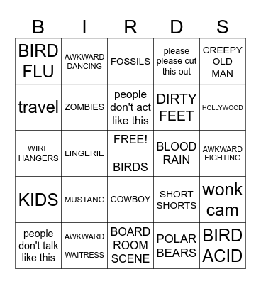 Birdemic Bingo Card