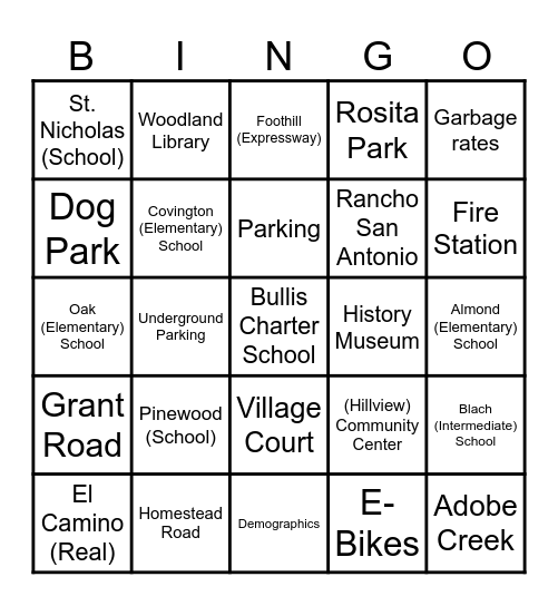 Los Altos Buzzword Bingo Card