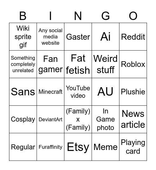 Undertale Bingo Card