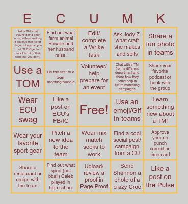 Marketing Bingo Card