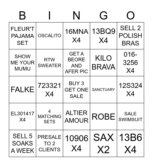 Bingo - Samantha Bingo Card