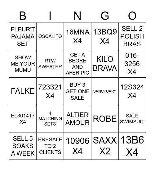 Bingo - Samantha Bingo Card