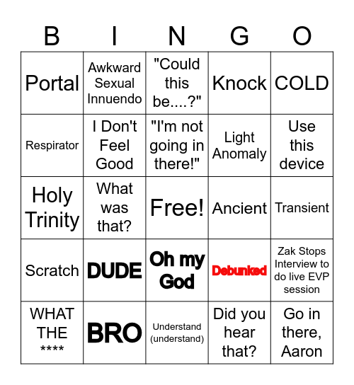 Ghost Adventures Bingo Card