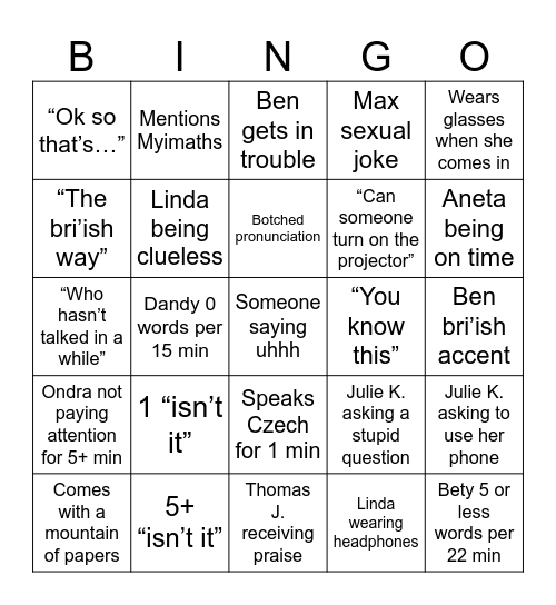 AMAT Bingo Card