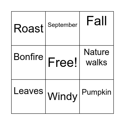 Fall Bingo Card