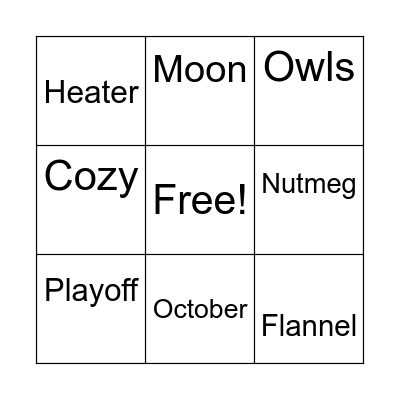 Fall Bingo Card