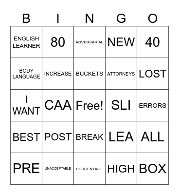 SELPA Assistant Principal Training Bingo Card