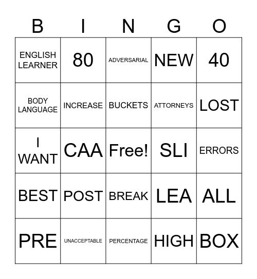 SELPA Assistant Principal Training Bingo Card