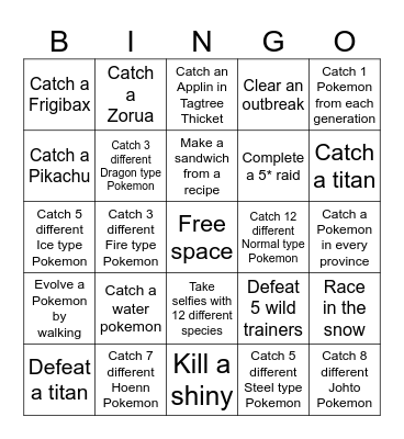 Bingo Challenge Bingo Card