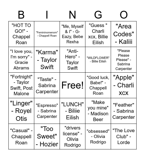 For Thomas Bingo Card