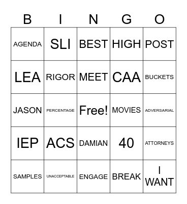 SELPA Assistant Principal Training Bingo Card