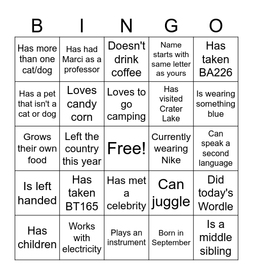 ABM BINGO Card