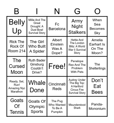 Book Cover Bingo Card