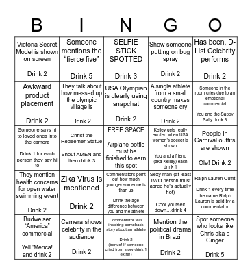 Opening Ceremony Bingo Card