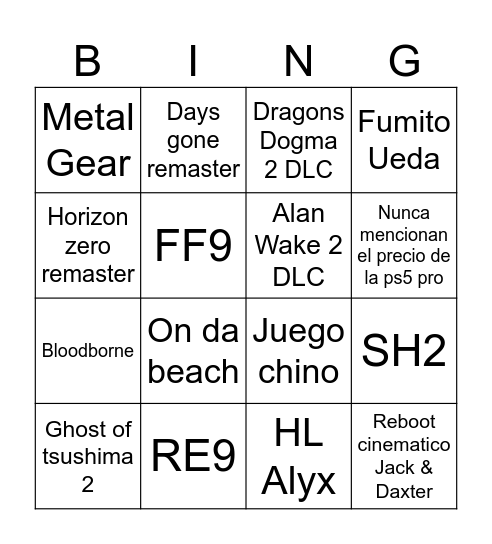 State of Bingo Card