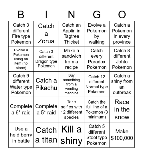 Scarlet/Violet Bingo Card