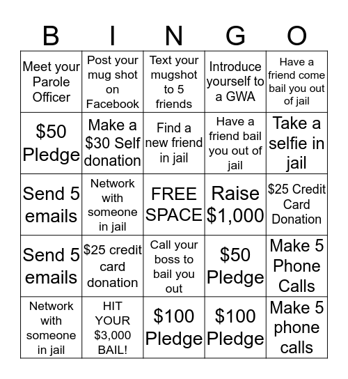 Jailbird Bingo Card