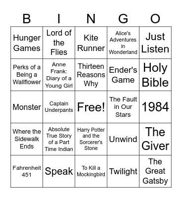 Banned Book Bingo Card