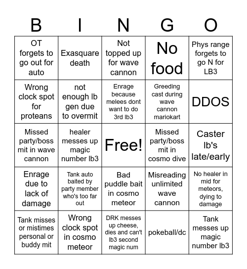 TOP P6 WIPES Bingo Card