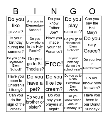 CCD Bingo Card