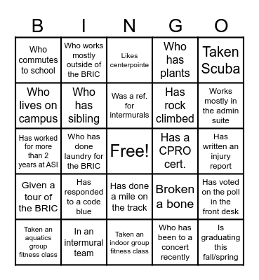 BRIC Supervisor BINGO Card