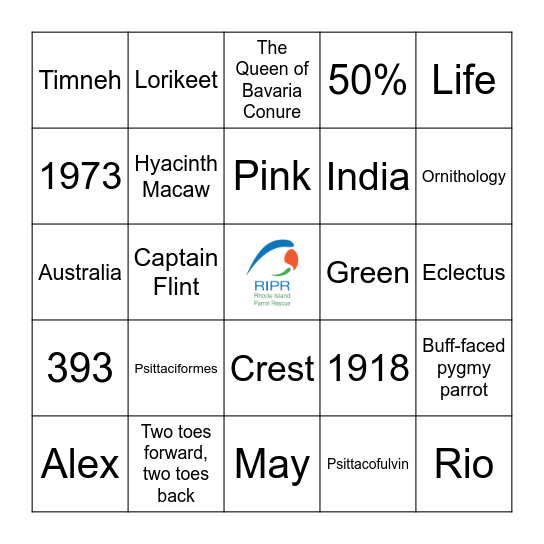 Parrot Trivia Bingo Card