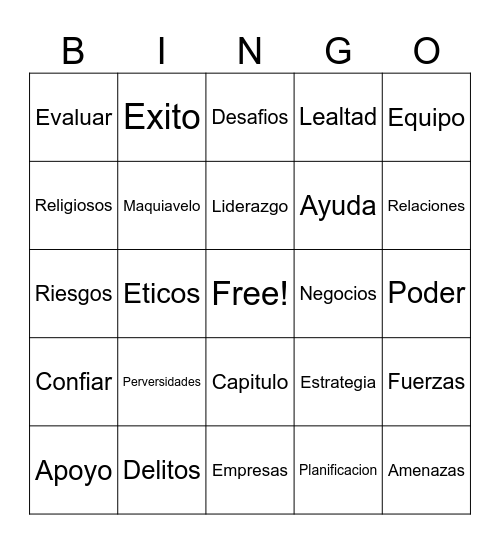 el principe de maquiavelo Bingo Card