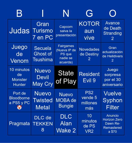 STATE OF PLAY - SEP 2024 Bingo Card