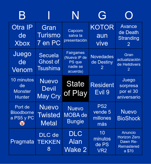 STATE OF PLAY - SEP 2024 Bingo Card