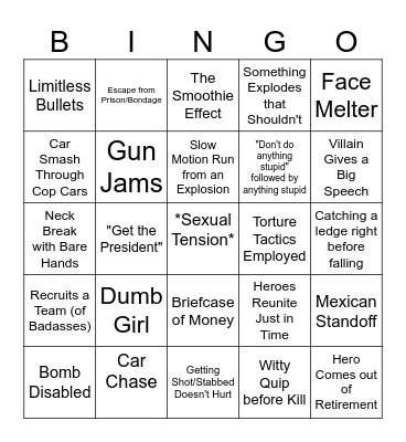 ACTION! Movie Bingo Card