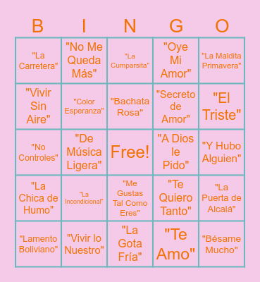 BINGO MUSICAL Bingo Card