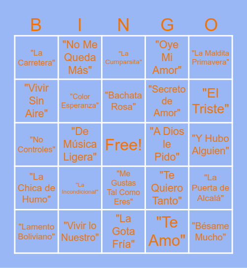 BINGO MUSICAL Bingo Card